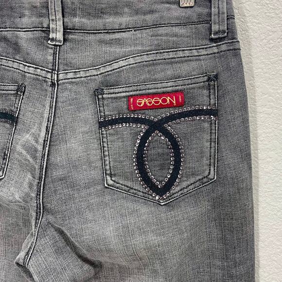 Vintage 80s Sasson Jeans Gray Jeweled Mid Rise Skinny Leg Shuffle 32x33 Size 10 - Picture 3 of 10